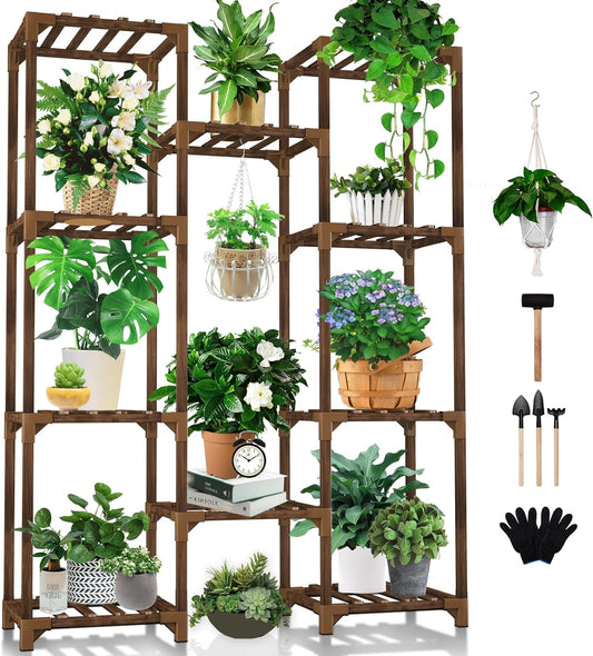 DealHoperUSA™ Handmade 10 Tiers 11 Pot Plant Stand Organizer For Indoors Outdoors w/ Tools Easy Assembly